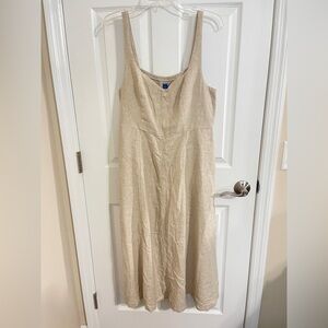 Old Navy Tan Sleeveless Linen Blend Midi/ Maxi A-Line Dress size Large